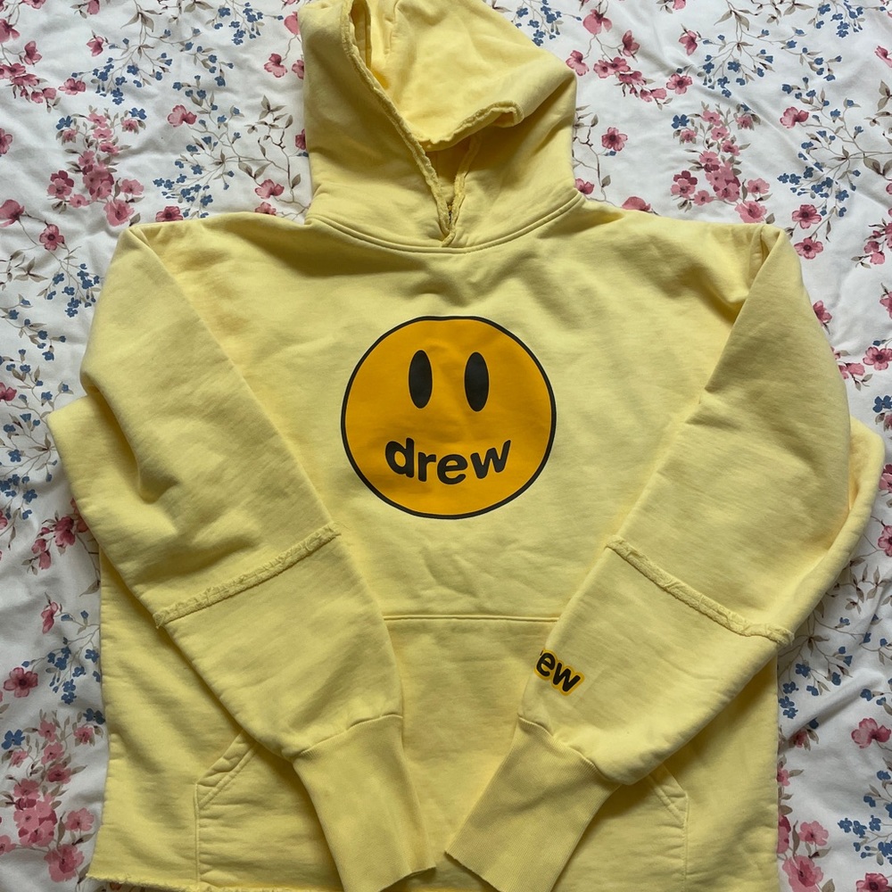 Drewhouse mascot smiley face hoodie light yellow XS